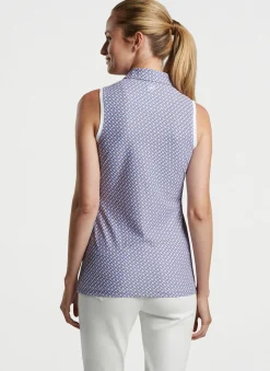 Peter Millar Polos & Shirts|Banded Sport Mesh Links Print Sleeveless Button Polo