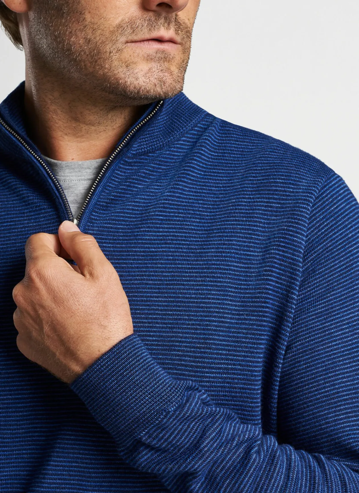 Peter Millar Sweaters|Canton Stripe Quarter-Zip Sweater