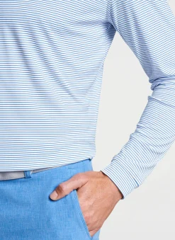 Peter Millar Sun Protection Apparel|Featherweight Performance Long Sleeve Stripe Polo