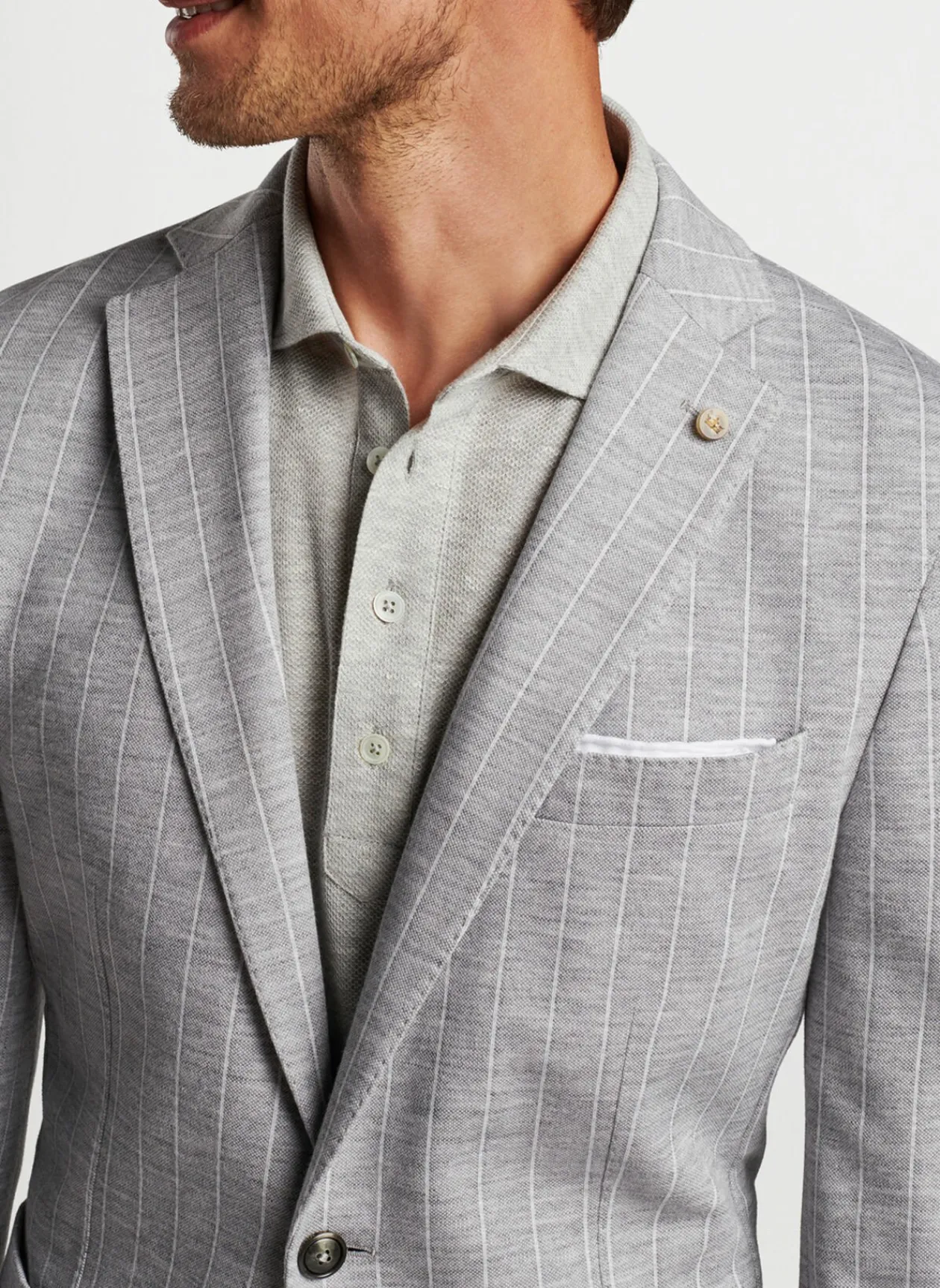 Peter Millar Sport Coats|Melton Knit Pinstripe Soft Jacket