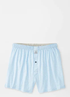 Peter Millar Boxers|Nebraska Printed Gingham Check Stretch Jersey Boxer