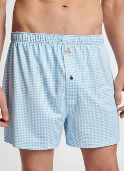 Peter Millar Boxers|Nebraska Printed Gingham Check Stretch Jersey Boxer