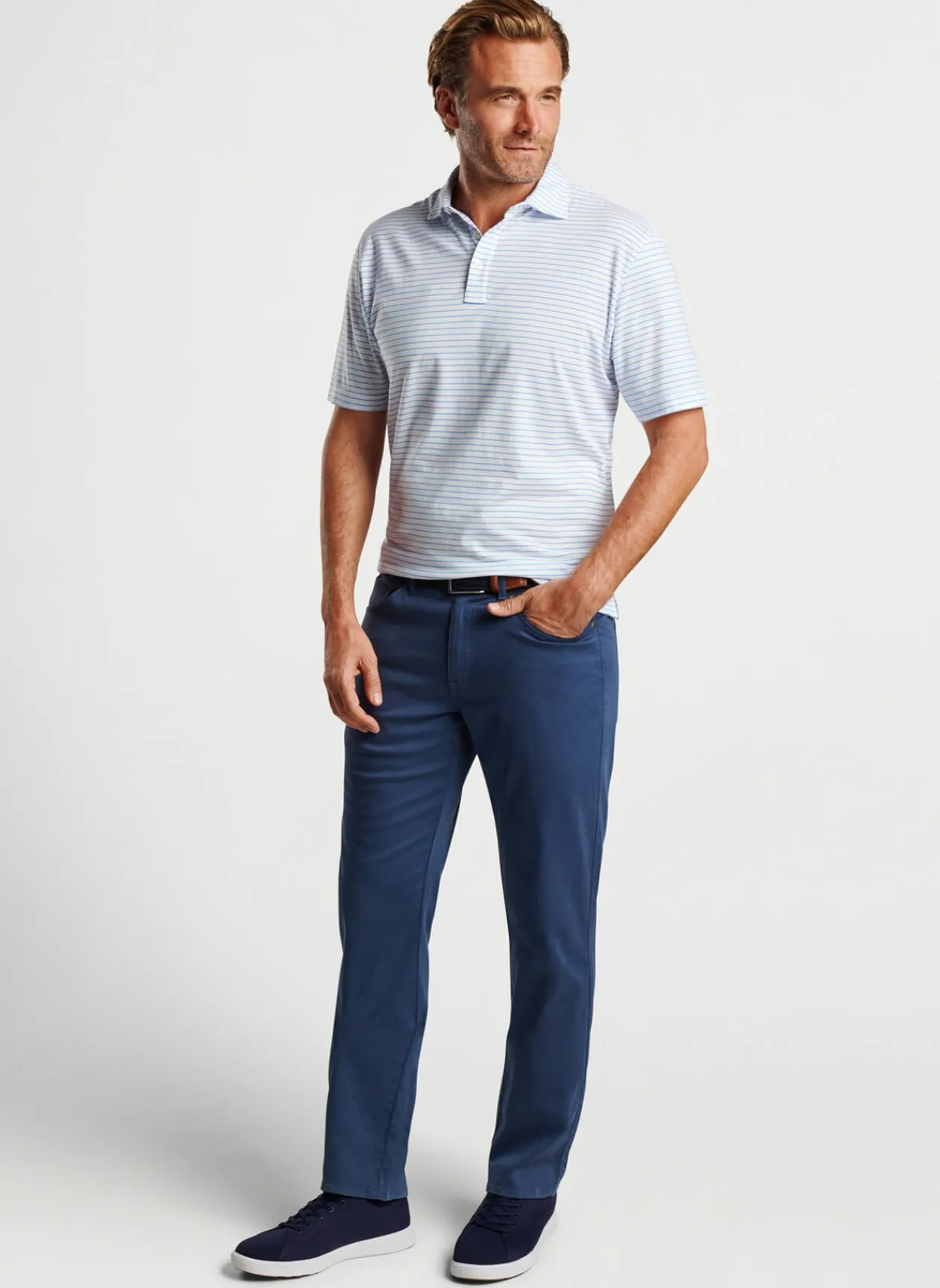 Peter Millar Polos|Pilot Mill Cedar Stripe Short-Sleeve Polo