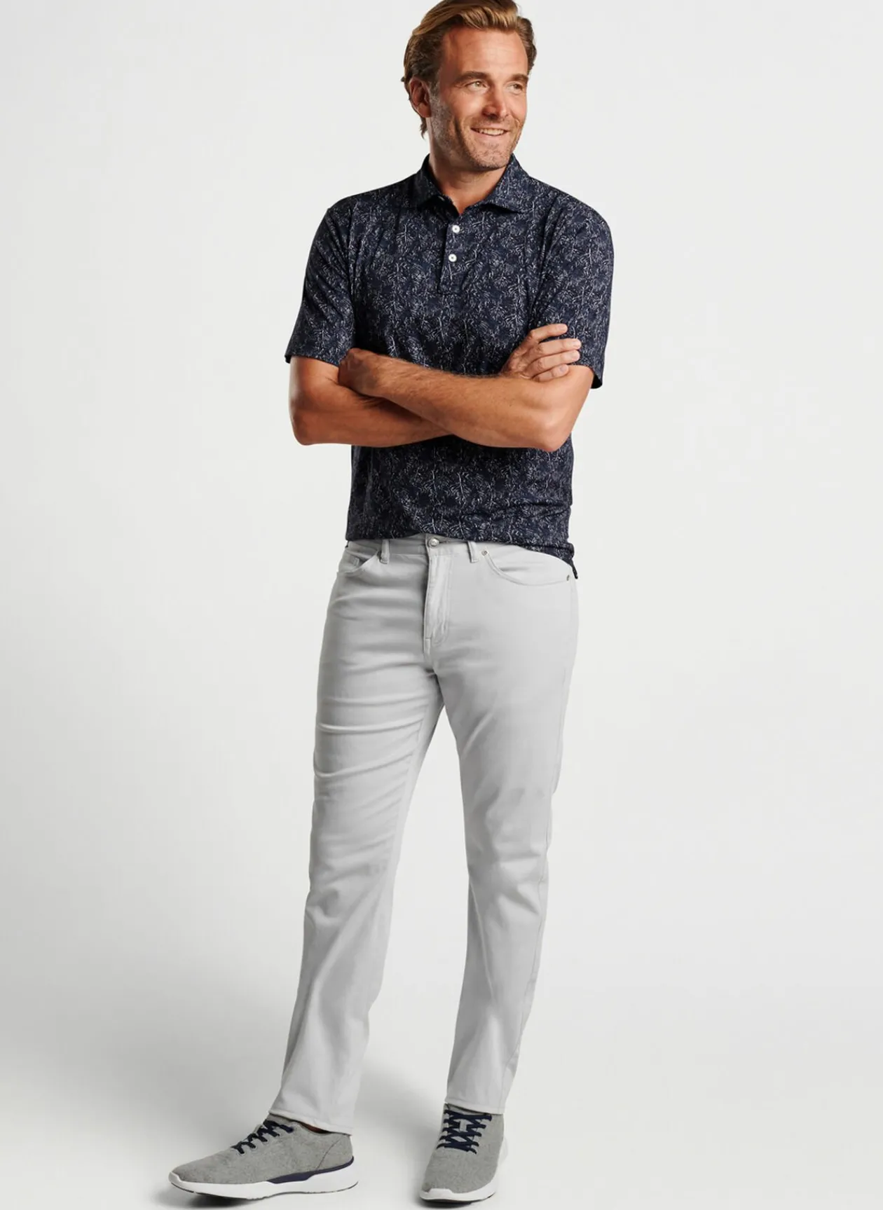 Peter Millar Polos|Pilot Mill Indigo Palms Short-Sleeve Polo
