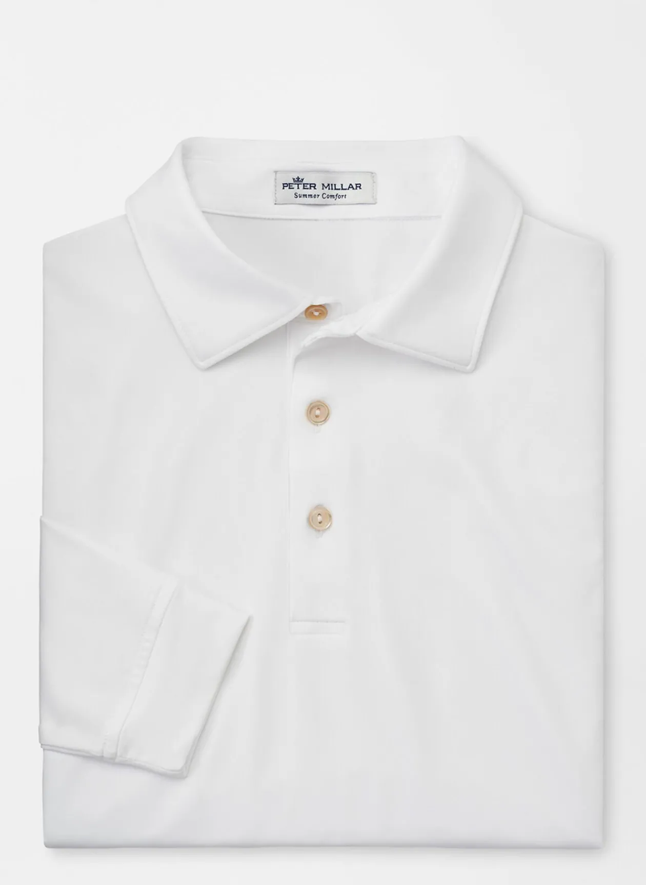 Peter Millar Sun Protection Apparel|Solid Stretch Jersey Long Sleeve Polo