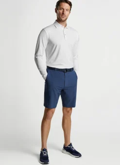 Peter Millar Sun Protection Apparel|Solid Stretch Jersey Long Sleeve Polo