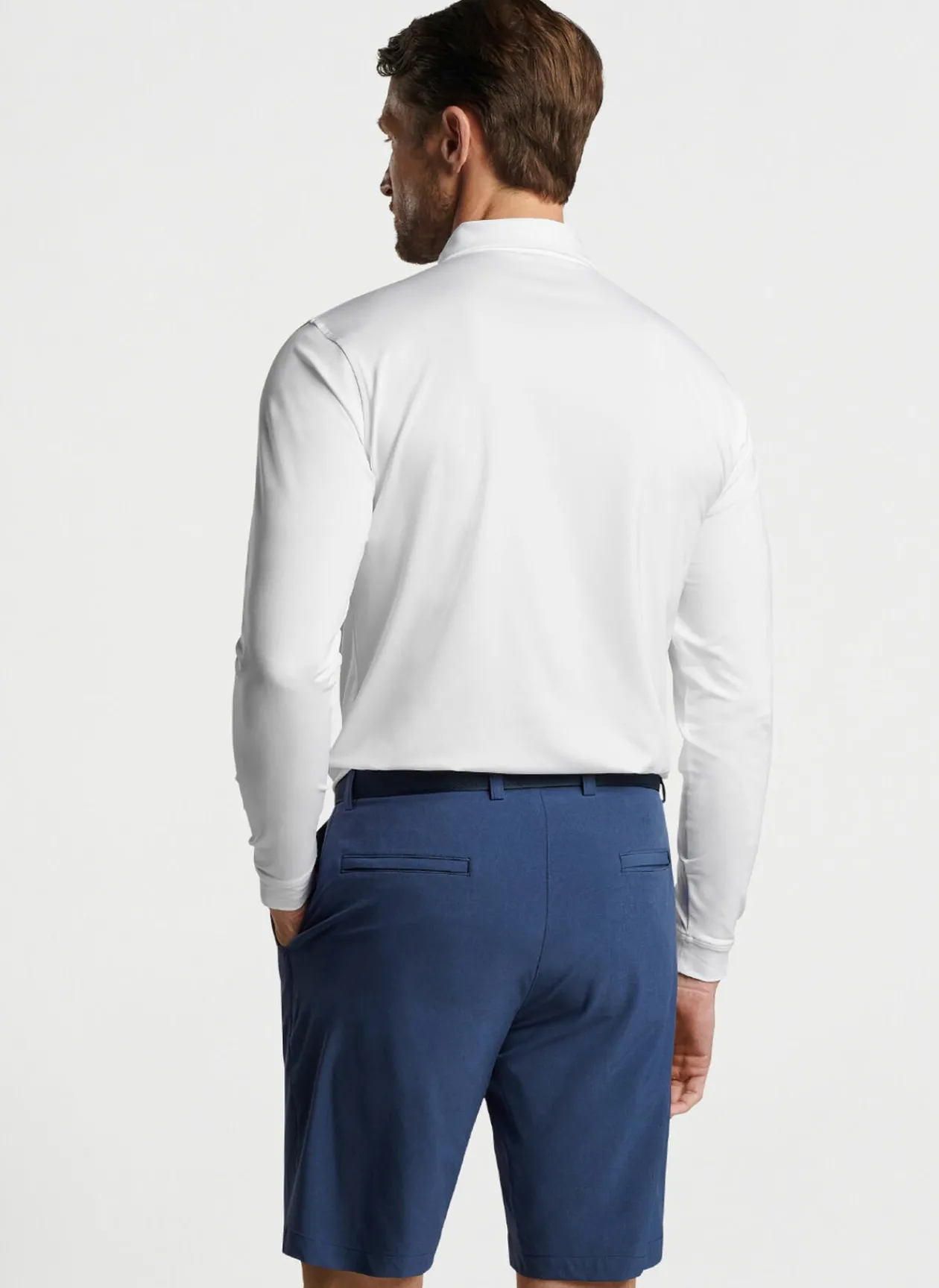 Peter Millar Sun Protection Apparel|Solid Stretch Jersey Long Sleeve Polo