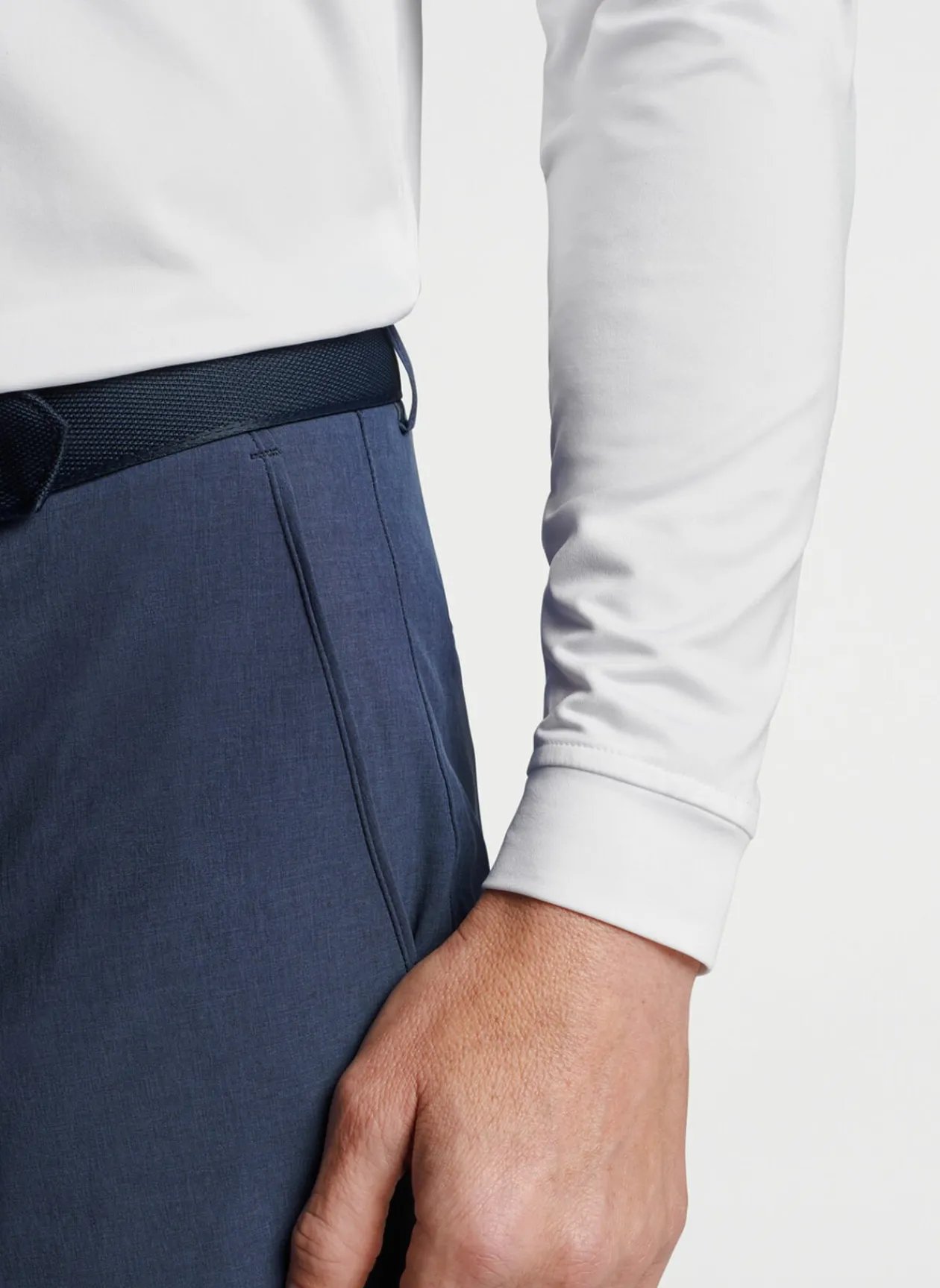 Peter Millar Sun Protection Apparel|Solid Stretch Jersey Long Sleeve Polo