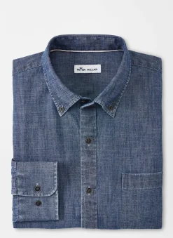 Peter Millar Sport Shirts|Tamworth Chambray Cotton-Stretch Sport Shirt