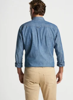 Peter Millar Sport Shirts|Tamworth Chambray Cotton-Stretch Sport Shirt